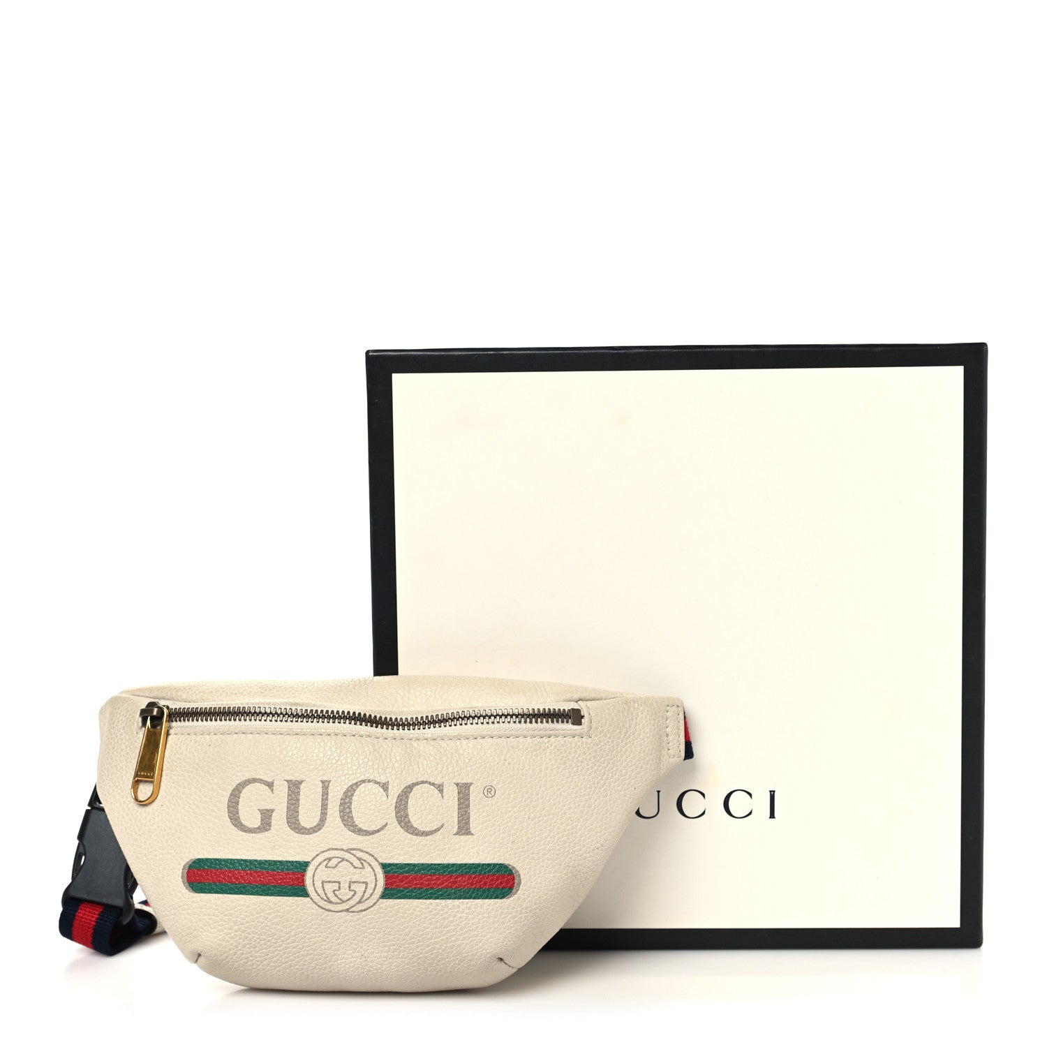 Gucci Grained Calfskin Small Logo Belt Bag White