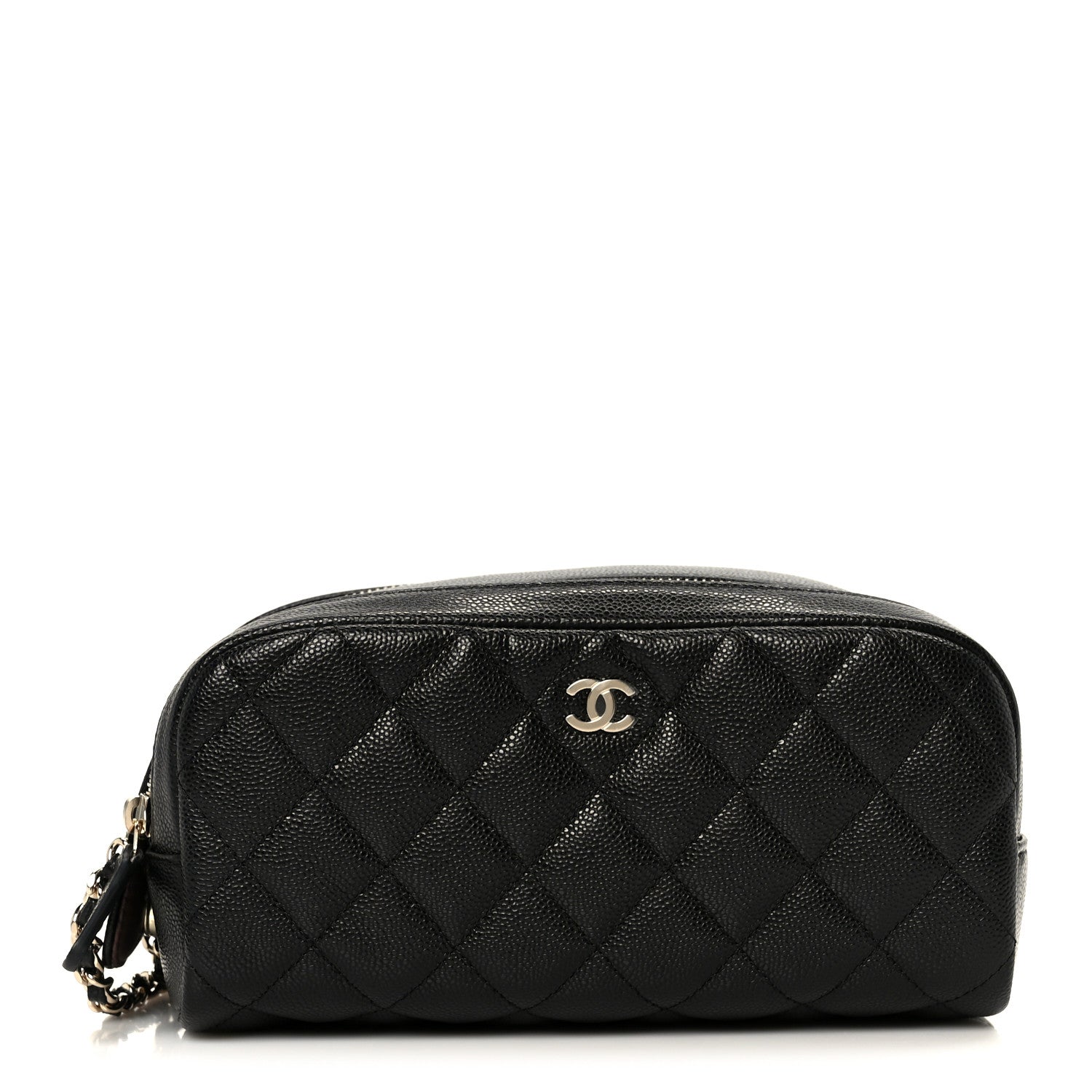 Chanel Caviar Quilted Toiletry Case With Chain Black