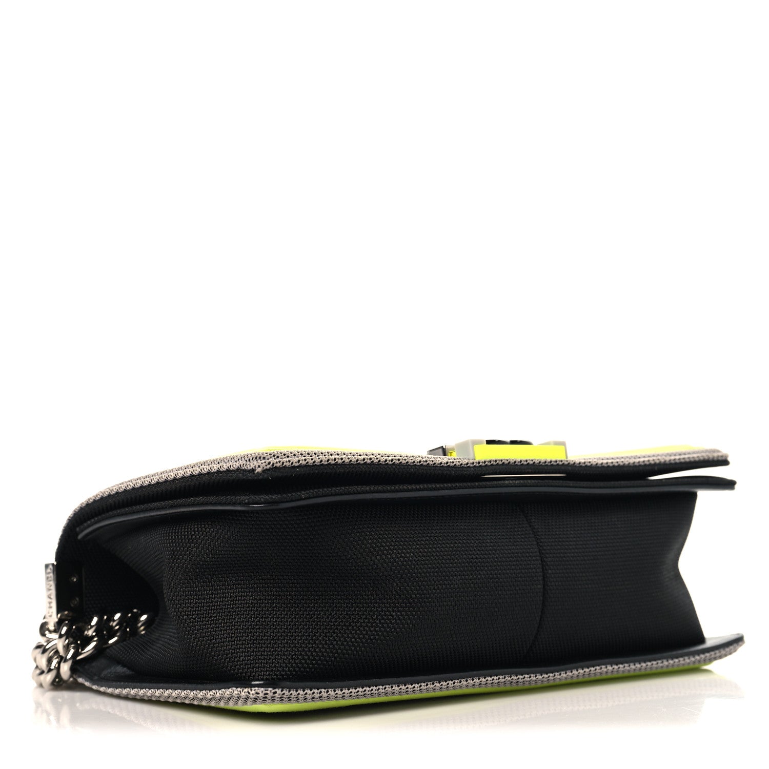Chanel Canvas Quilted Medium Fluo Boy Flap Black Grey Yellow