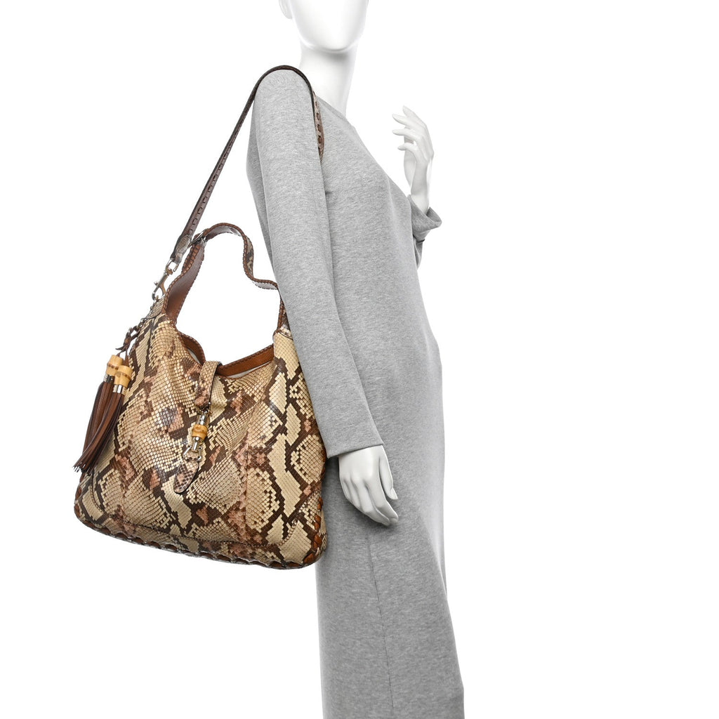 Gucci Snakeskin Large New Jackie Shoulder Bag Multicolor