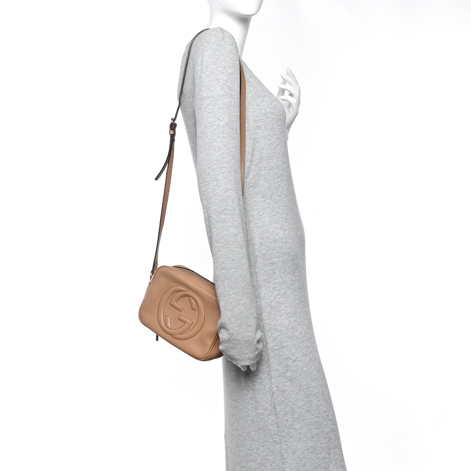 Gucci Pebbled Calfskin Small Soho Disco Bag Rose Beige