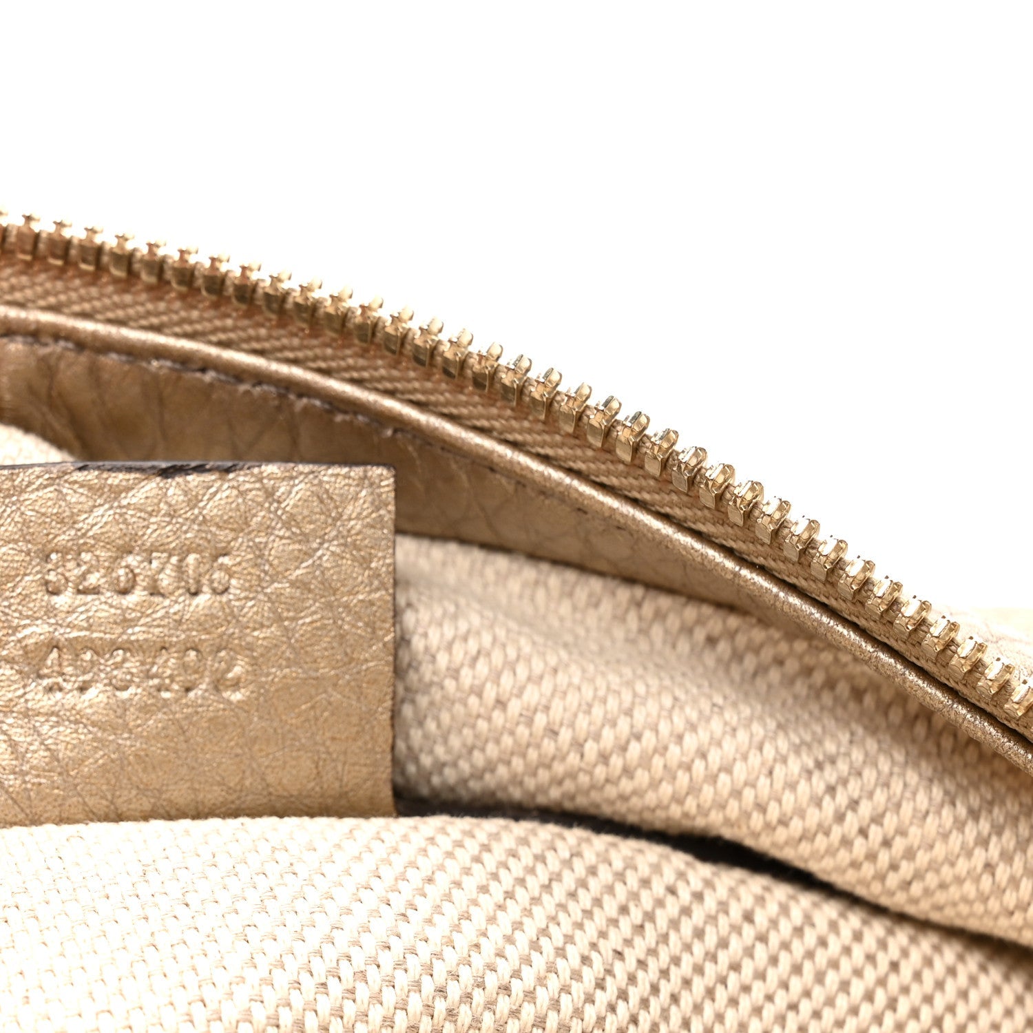Gucci Metallic Pebbled Calfskin Medium Soho Chain Hobo Golden Beige