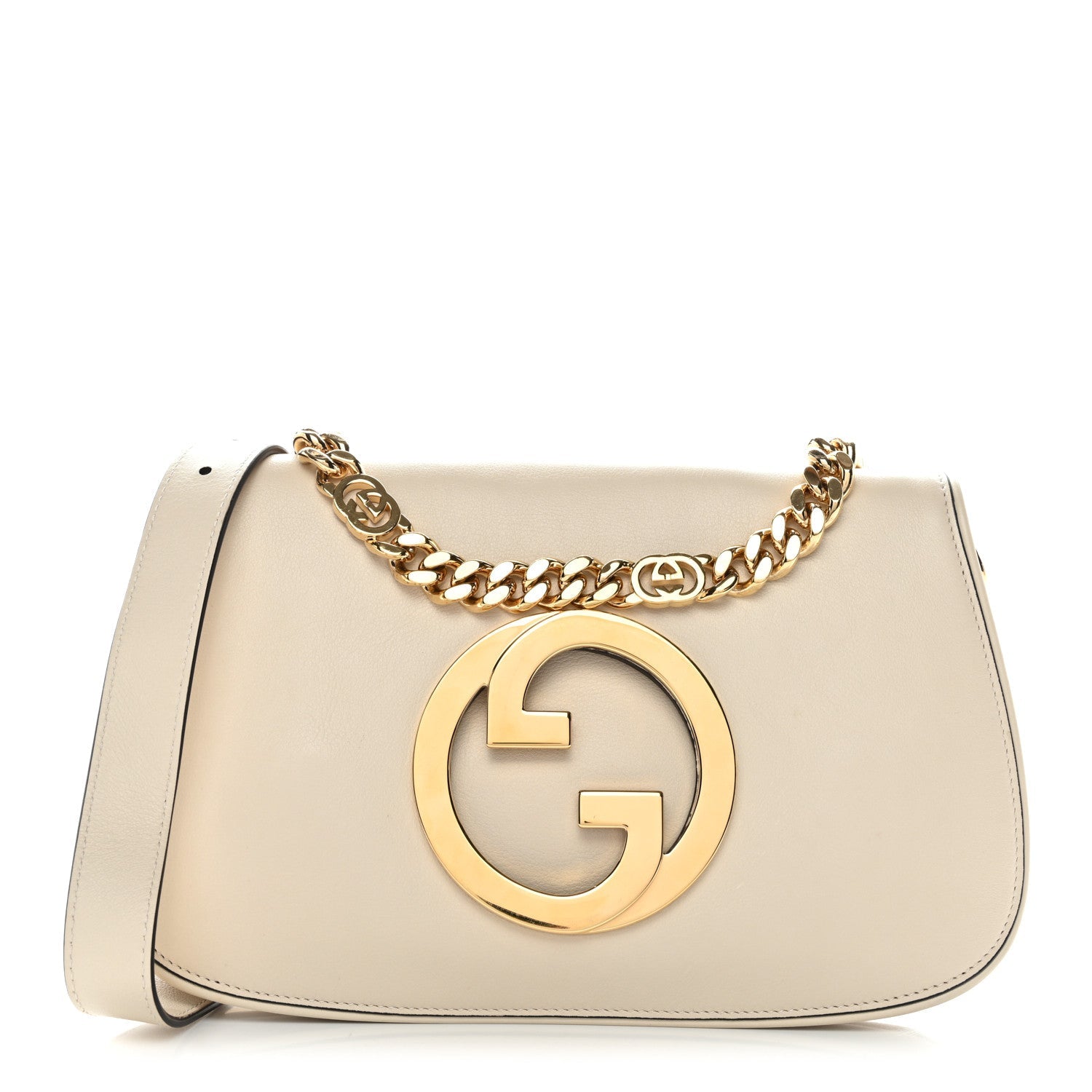 Gucci Roxy Calfskin Blondie Chain Shoulder Flap Bag Mystic White