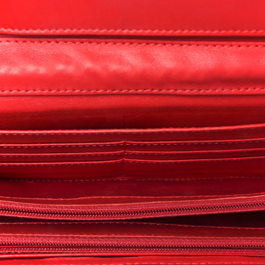 Chanel Lambskin Quilted Chain Clutch Flap Red