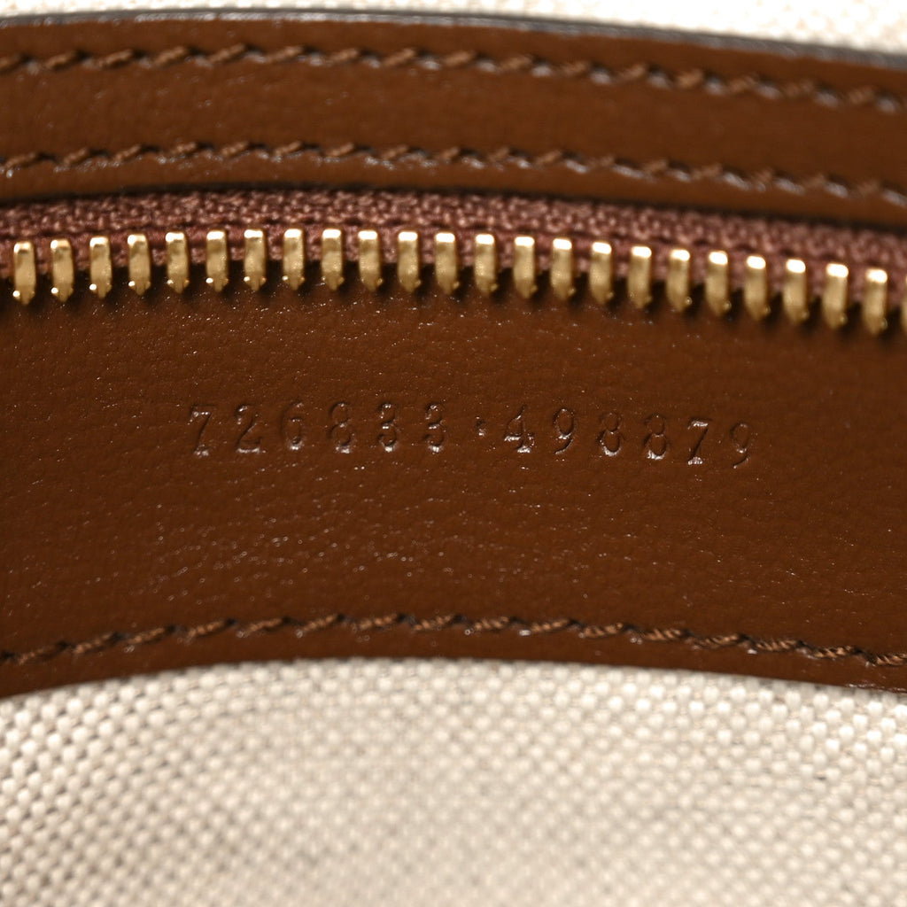 Gucci GG Supreme Monogram Azalea Calfskin Retro Interlocking G Wristlet Messenger Bag Beige Ebony Brown Sugar