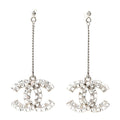 Baguette Crystal CC Drop Earrings Silver