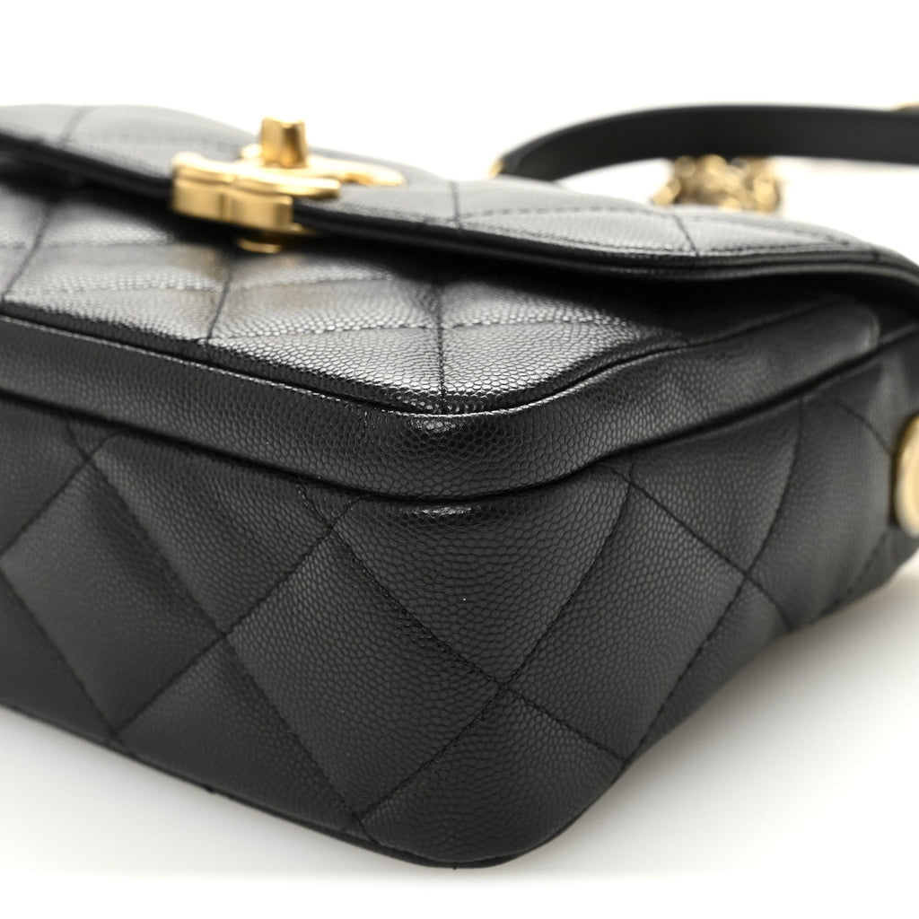 Chanel Shiny Caviar Quilted Mini Flap Black