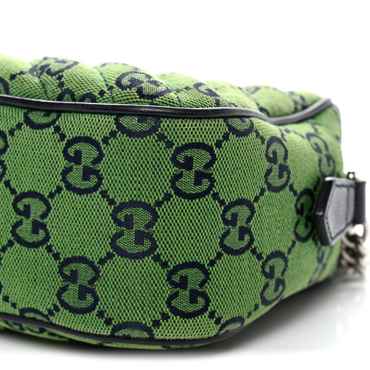 Gucci Monogram Multicolor Matelasse Diagonal Small GG Marmont Chain Shoulder Bag Green Blue