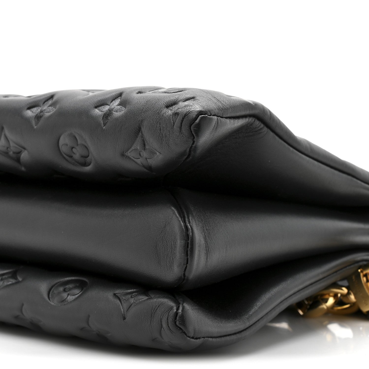 Louis Vuitton Lambskin Embossed Monogram Coussin MM Black