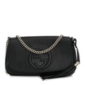 Gucci Pebbled Calfskin Medium Soho Flap Crossbody Black