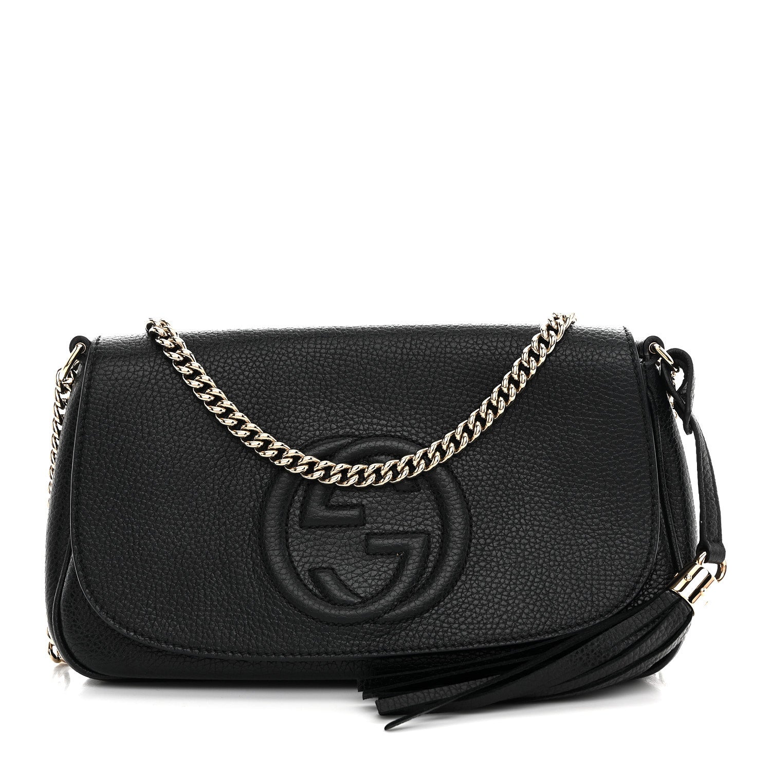 Gucci Pebbled Calfskin Medium Soho Flap Crossbody Black