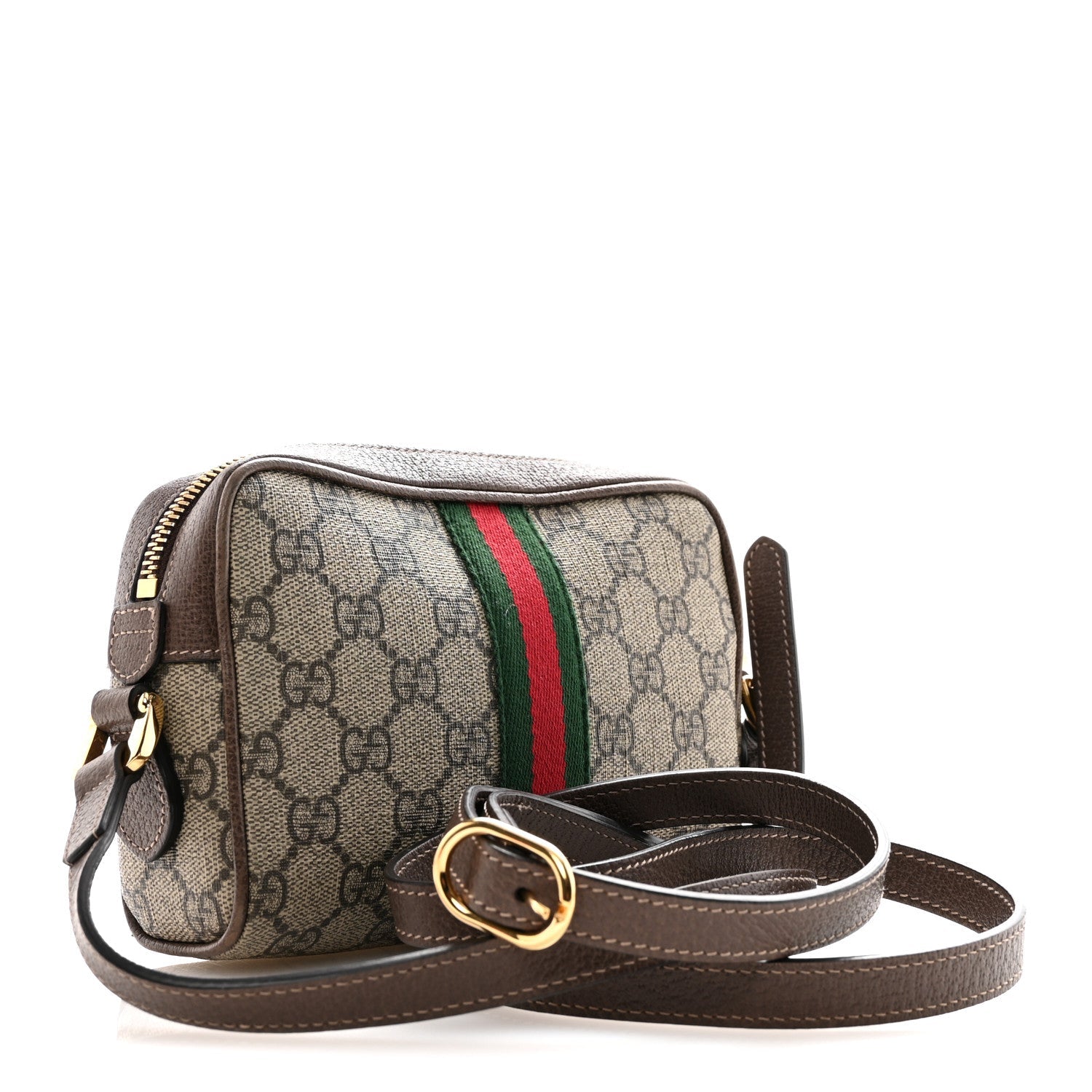 Gucci GG Supreme Monogram Web Mini Ophidia Shoulder Bag Brown