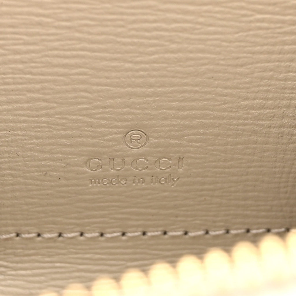 Gucci GG Supreme Monogram Azalea Calfskin Horsebit 1955 Coin Case Beige Mystic White