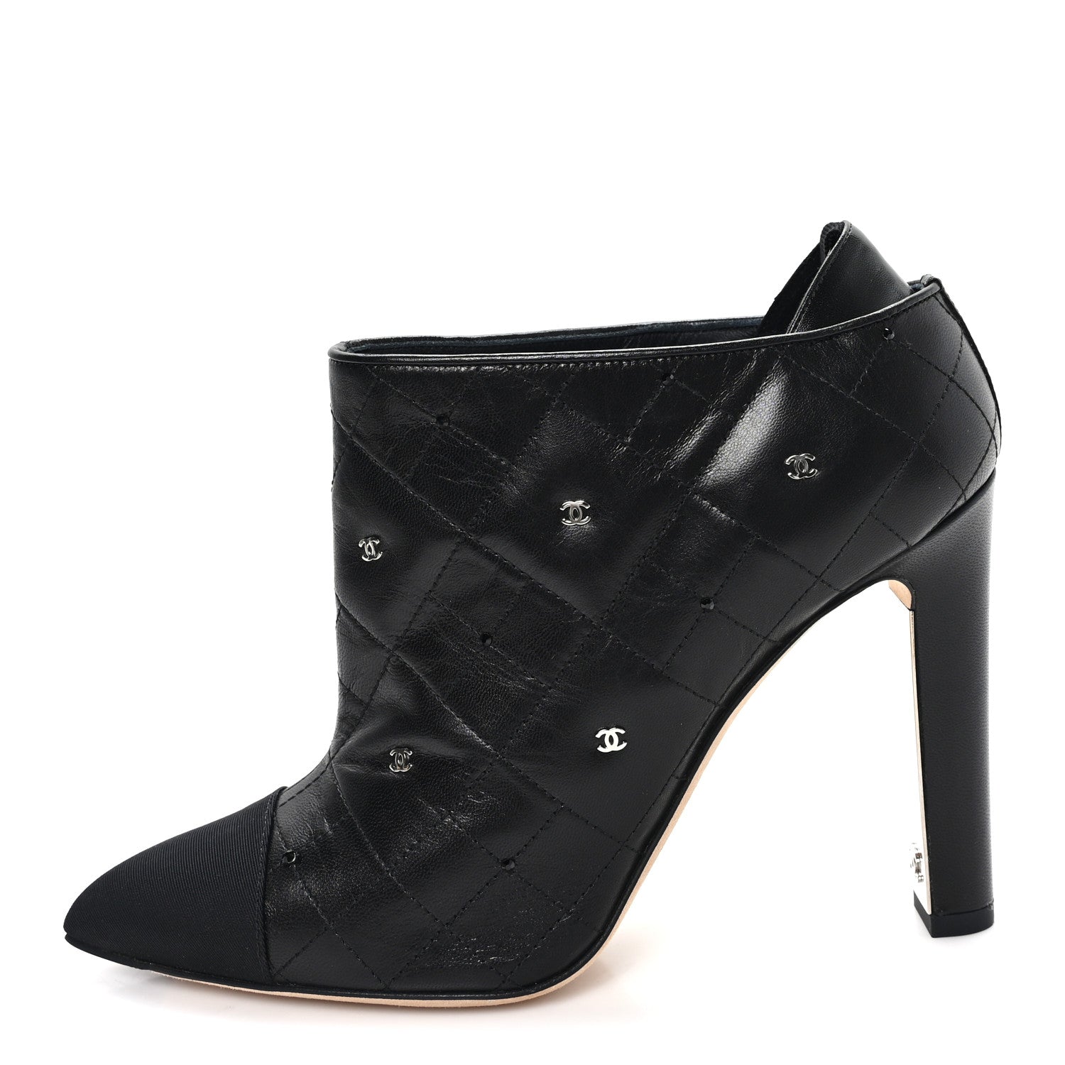 Lambskin Quilted CC Cap Toe Booties 38 Black