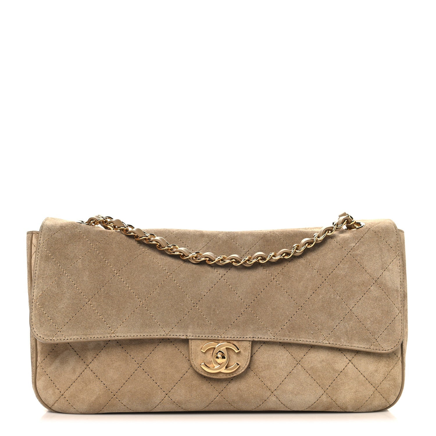 Chanel Suede Calfskin Small Souplissimo Maxi Flap Dark Beige