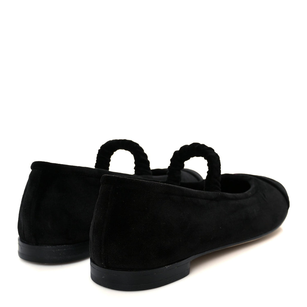 Chanel Velvet Mary Jane Flats 36 Black