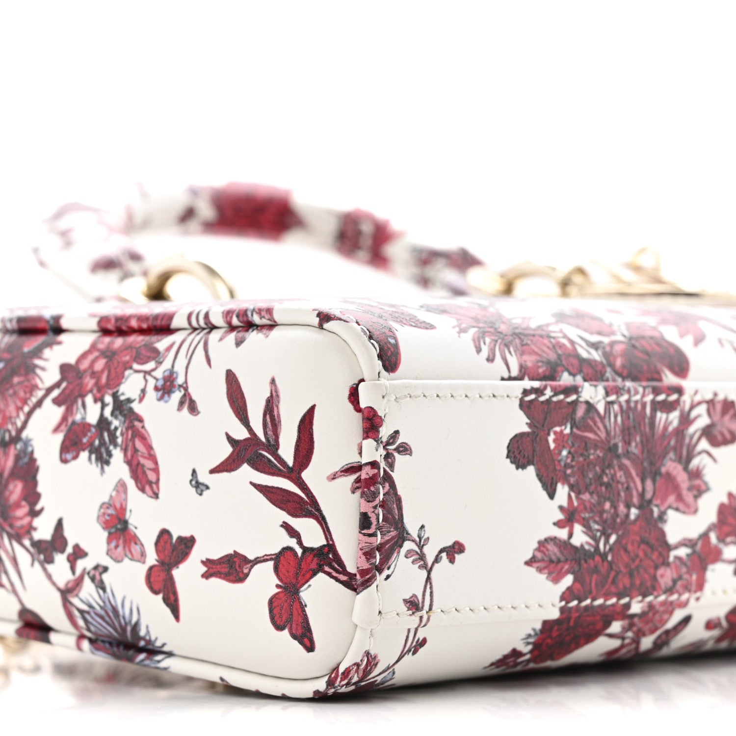 Christian Dior Calfskin Le Coeur Des Papillons Small Lady D-Joy White