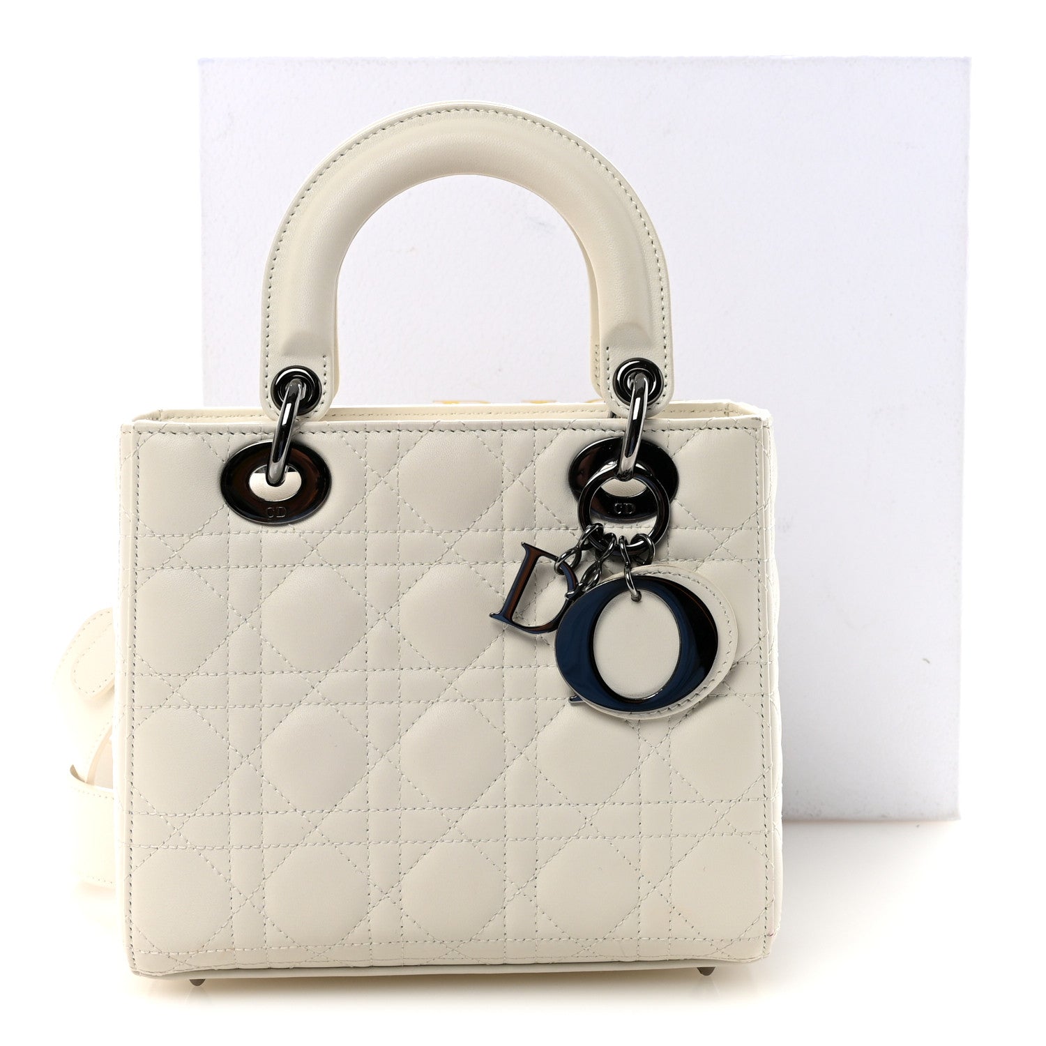 Christian Dior Lambskin Cannage Small My ABCDior Lady Dior White