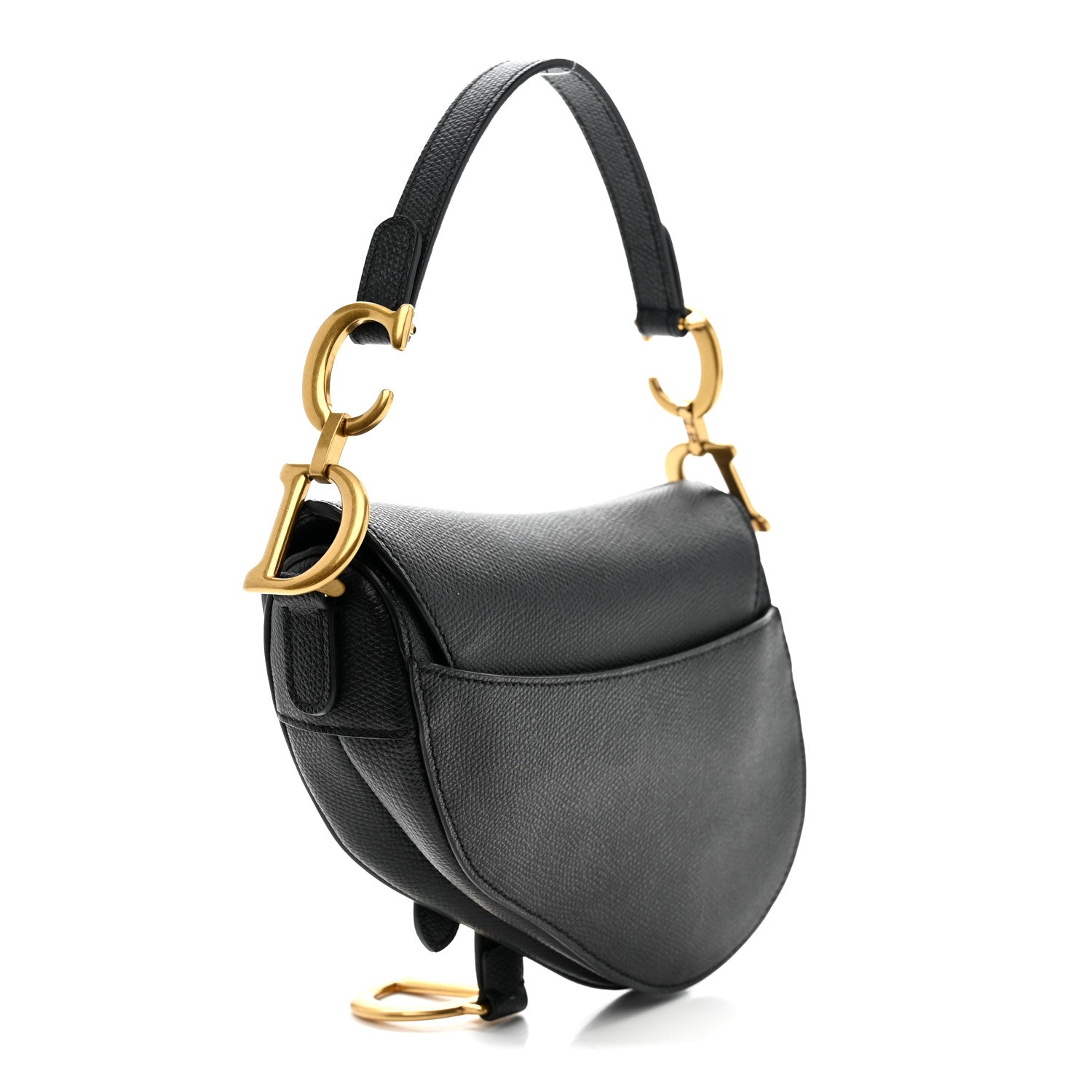 Christian Dior Grained Calfskin Mini Saddle Bag Black