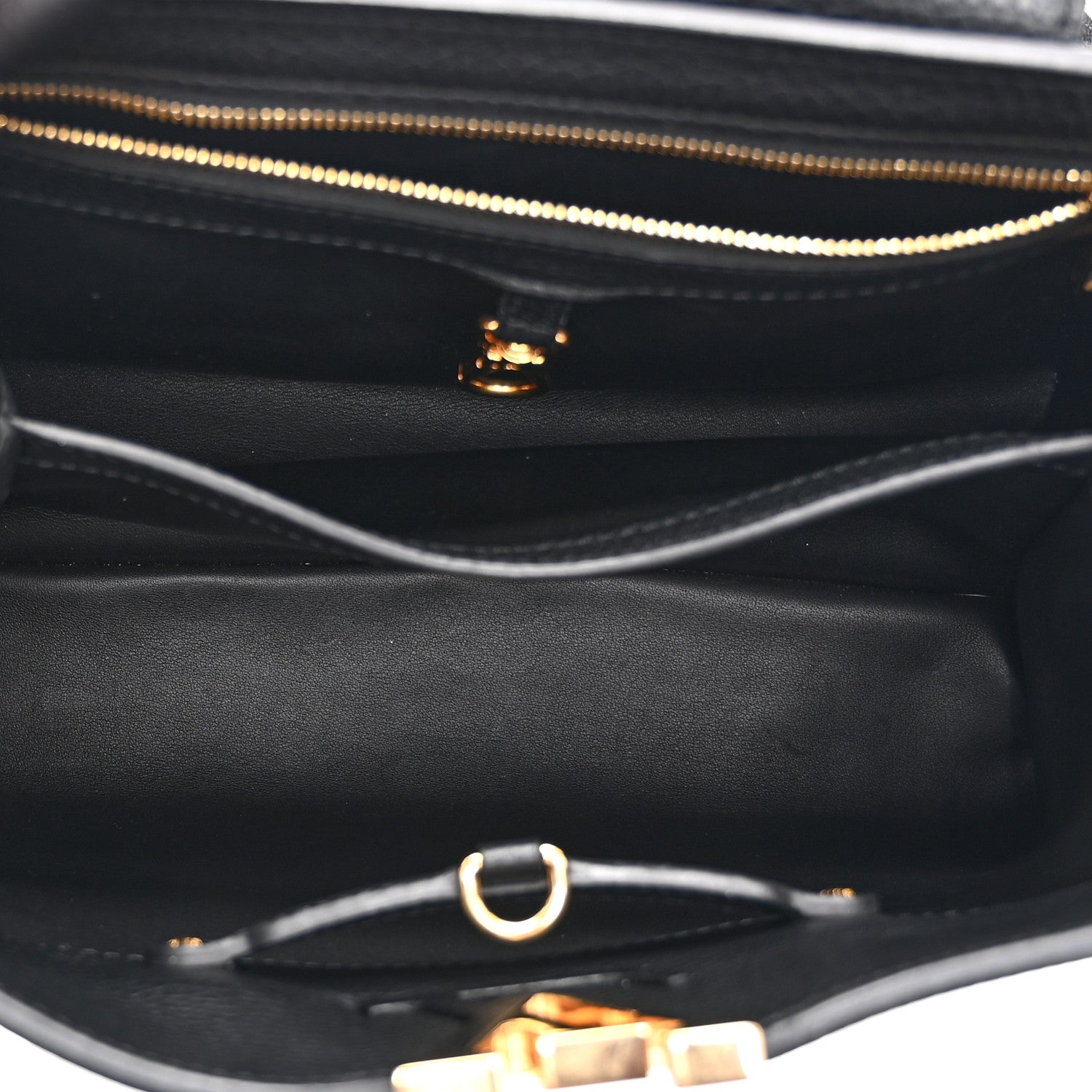 Louis Vuitton Taurillon Mechanical Flowers Capucines PM Black