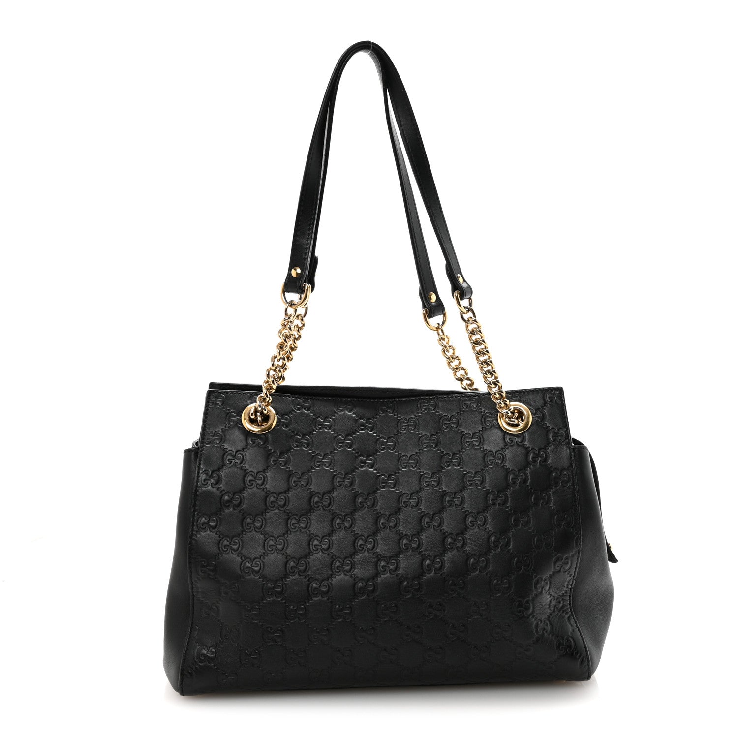 Gucci Guccissima Signature Medium Shoulder Tote Bag Black