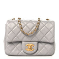 Chanel Lambskin Quilted Mini Pearl Crush Flap Light Grey