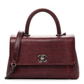 Chanel Lizard Mini Coco Handle Flap Burgundy