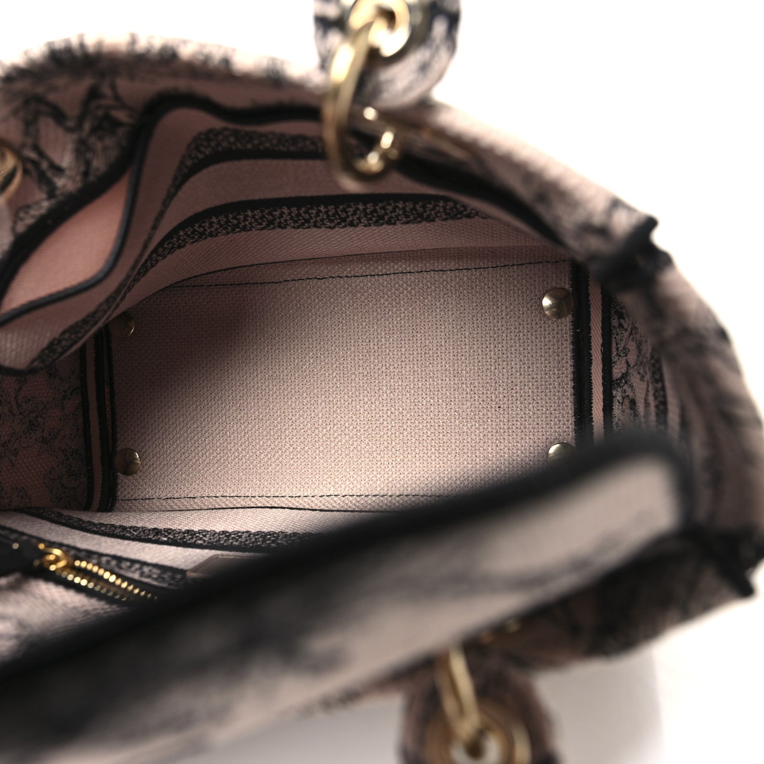 Christian Dior Canvas Embroidered Jardin Botanique Medium Lady D-Lite Light Pink Black