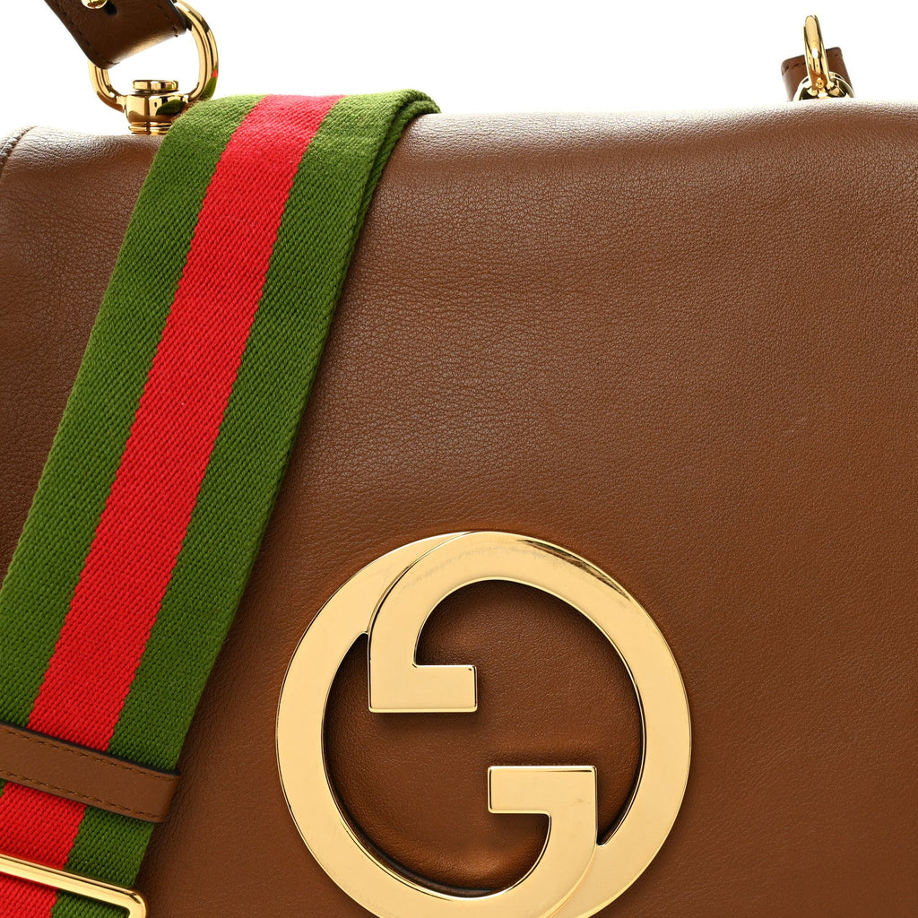 Gucci Roxy Calfskin Web Medium Blondie Shoulder Flap Bag Cuir