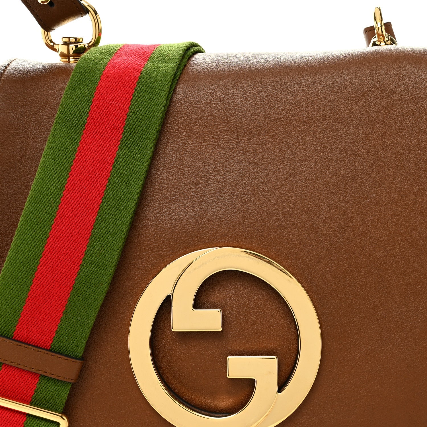 Gucci Roxy Calfskin Web Medium Blondie Shoulder Flap Bag Cuir