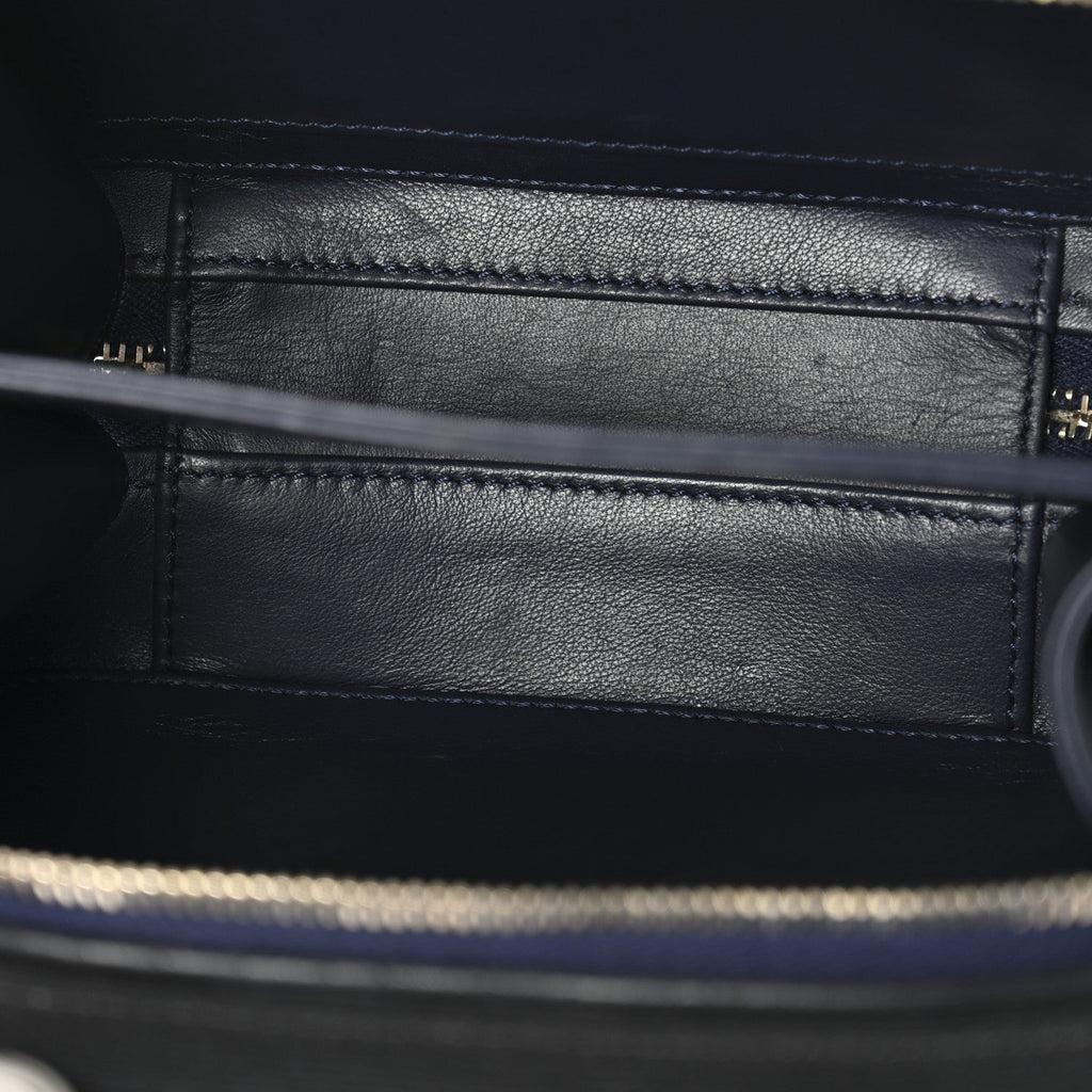 Chanel Jersey Quilted Small CC Filigree Vanity Case Blue Black Grey
