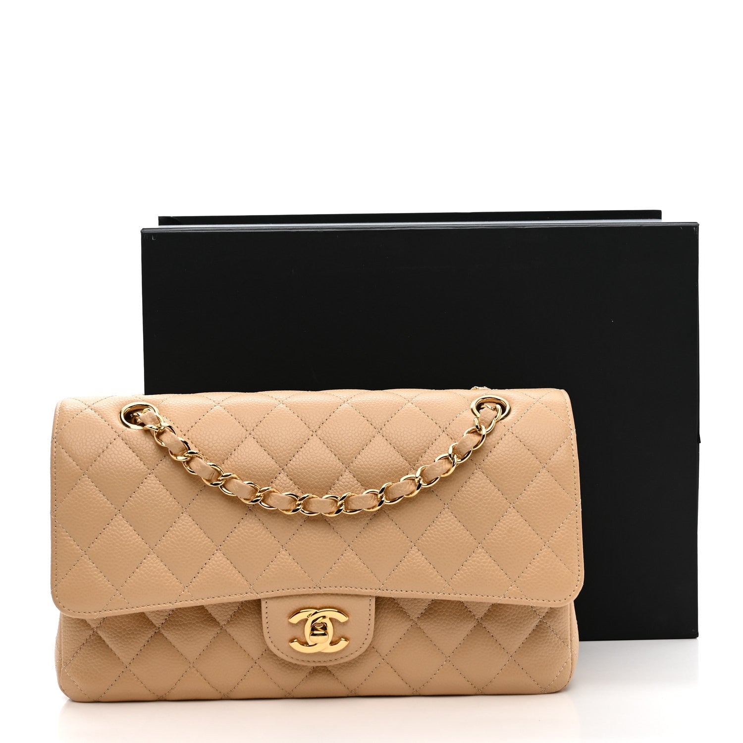 Chanel Caviar Quilted Medium Double Flap Beige