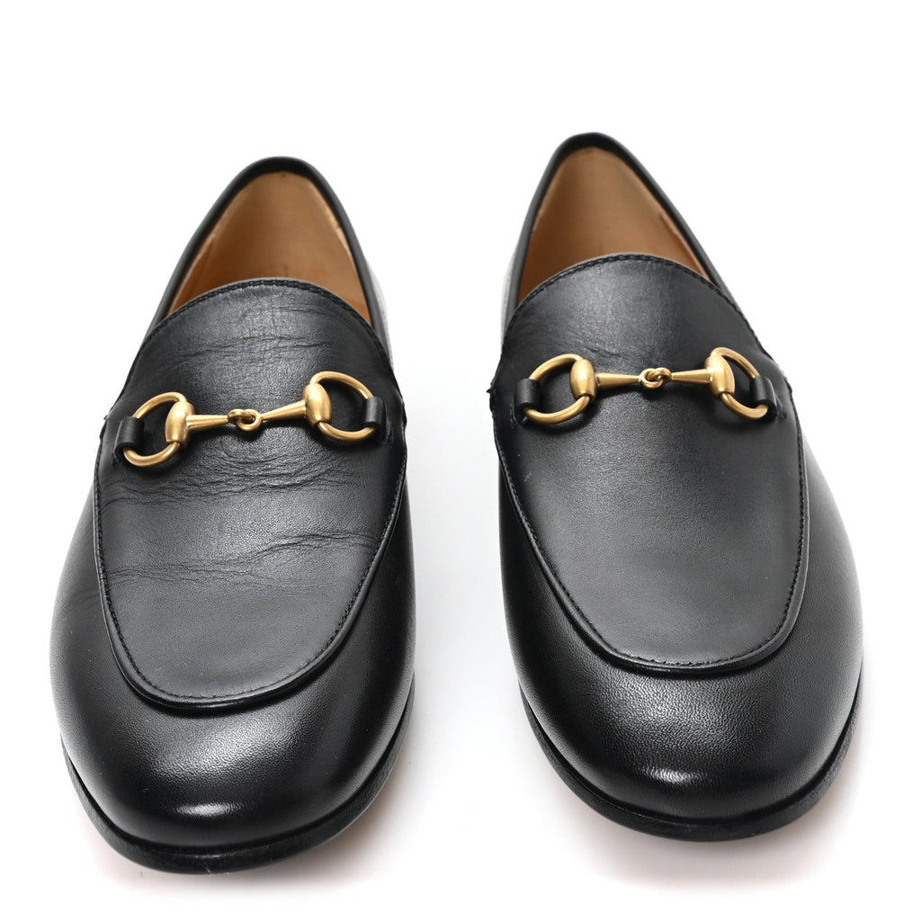 Gucci Betis Glamour Calfskin Womens Jordaan Loafers 37 Black