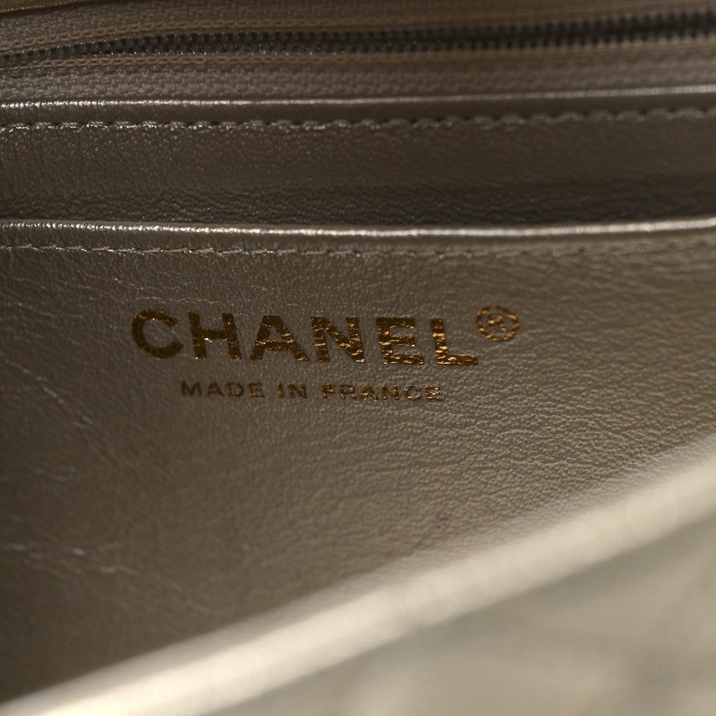 Chanel Metallic Lambskin Quilted Mini Rectangular Flap Gold
