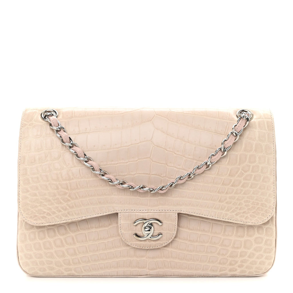 Chanel Alligator Jumbo Double Flap Light Pink