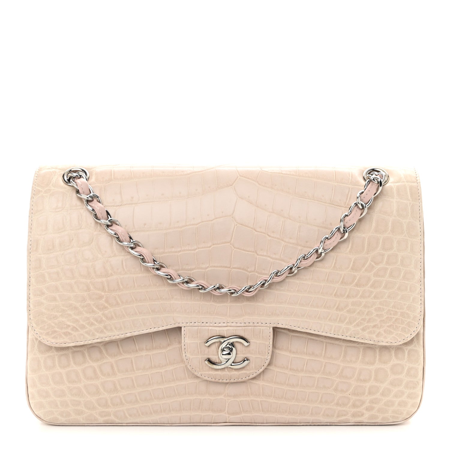 Chanel Alligator Jumbo Double Flap Light Pink
