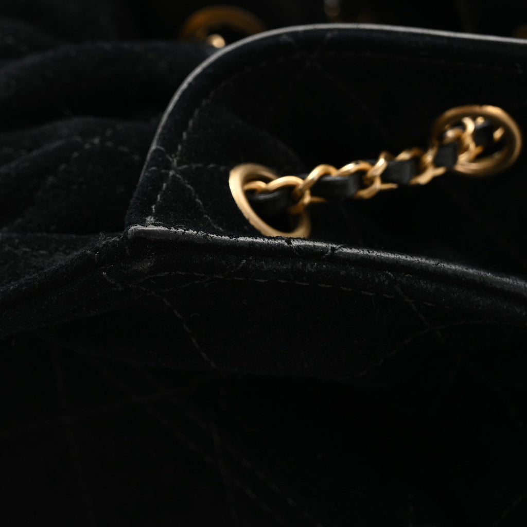 Chanel Suede Quilted Medium Chanel 25 Handbag Black