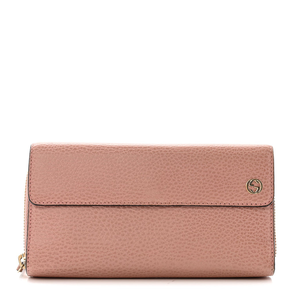 Gucci Dollar Calfskin Interlocking G Continental Wallet Soft Pink