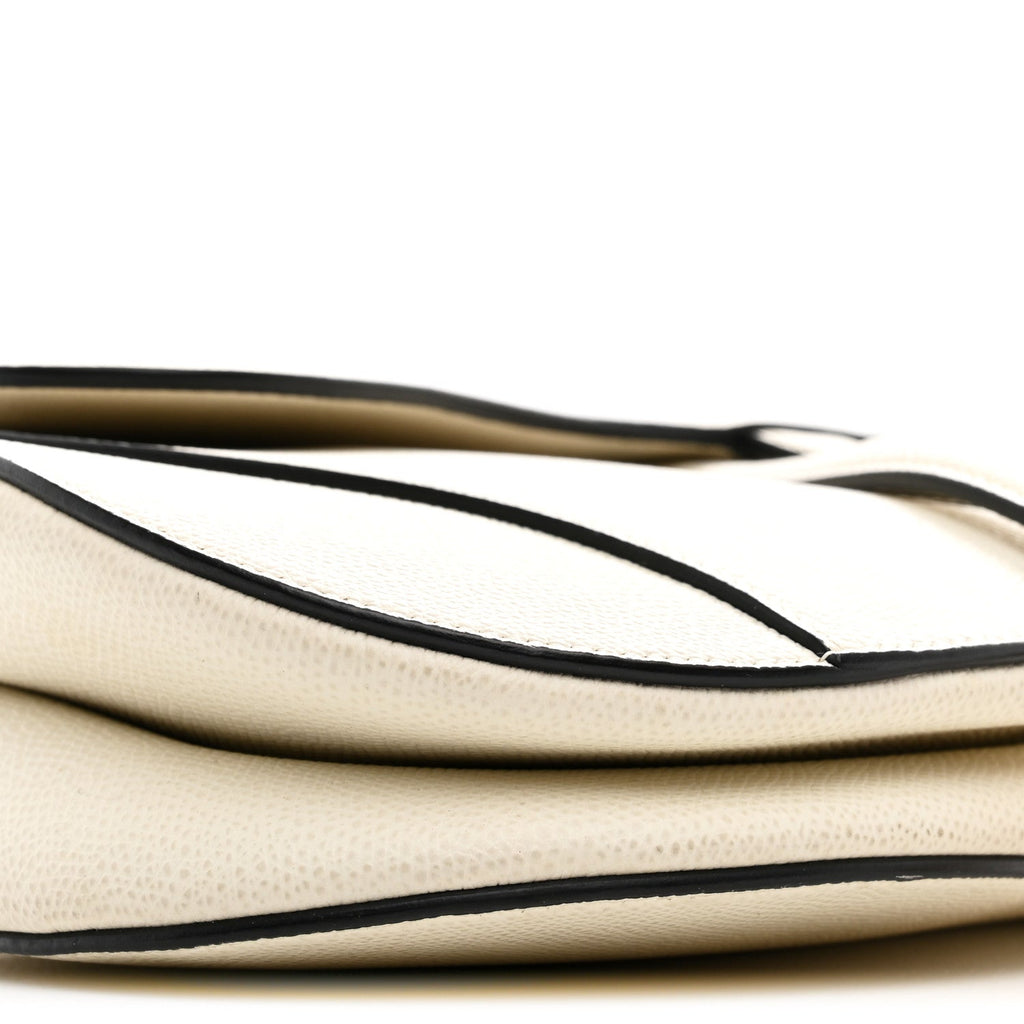Christian Dior Grained Calfskin Saddle Bag White