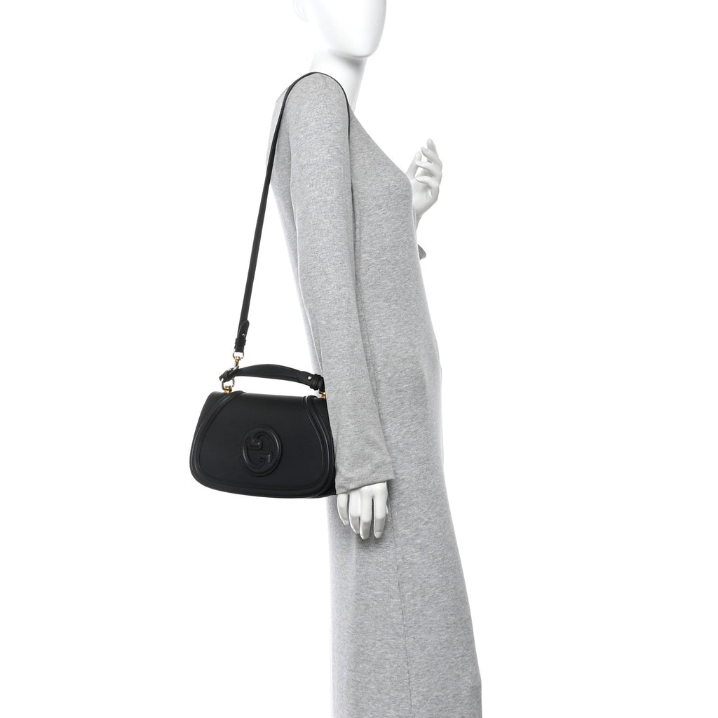 Gucci Roxy Calfskin Medium Blondie Top Handle Bag Black