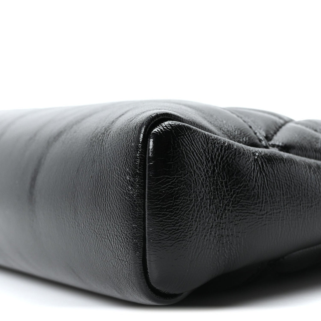 Chanel Shiny Crumpled Calfskin Quilted Mini 31 Shopping Bag Black