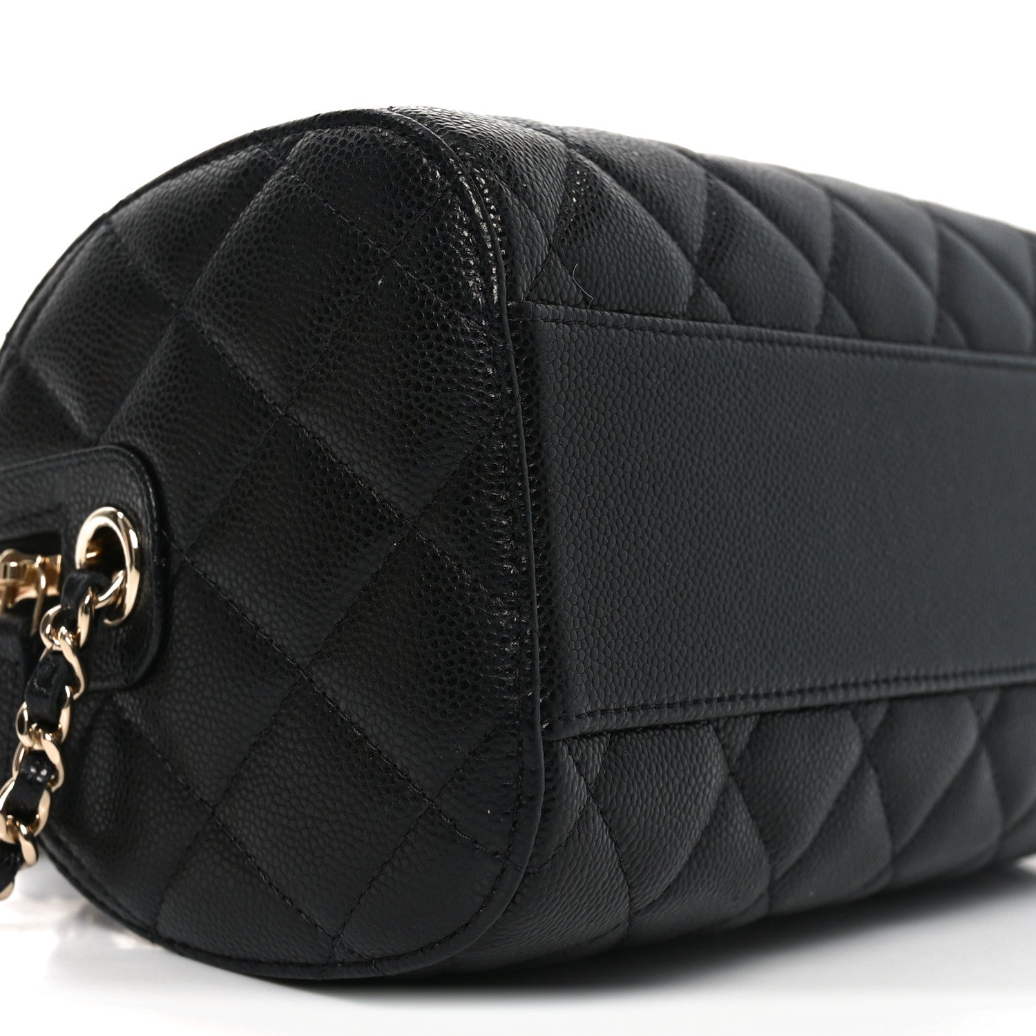 Chanel Caviar Quilted Barrel Clutch With Chain Black