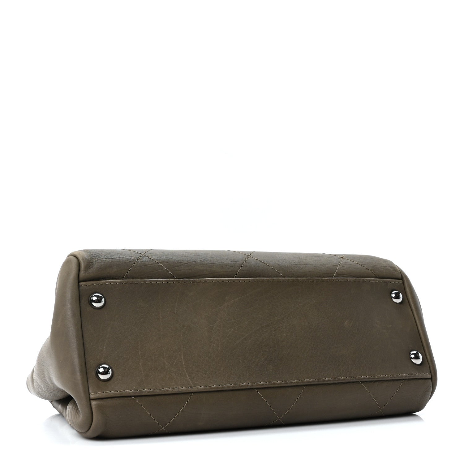 Chanel Washed Calfskin Diamond Stitch Hamptons Shopping Tote Green