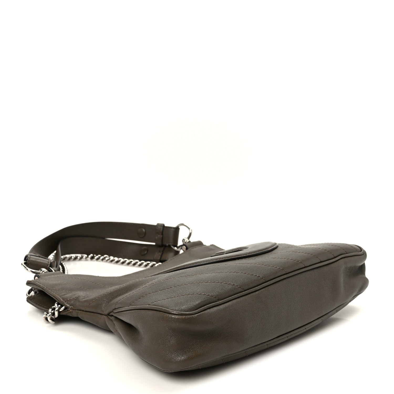 Gucci Sakai Be Green Calfskin Diagonal Stitched Small Blondie Tote Craclet Brown
