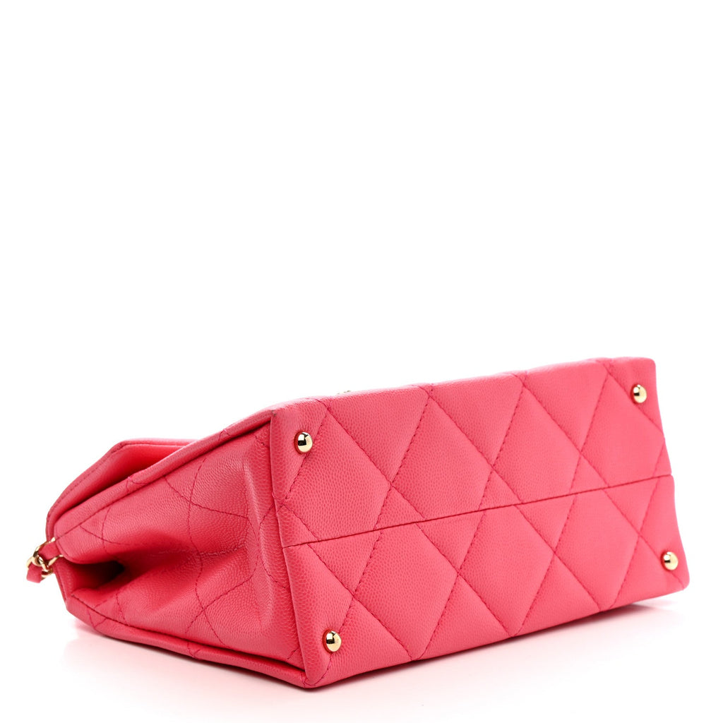 Chanel Caviar Quilted Mini Retro Twist Top Handle Flap Pink