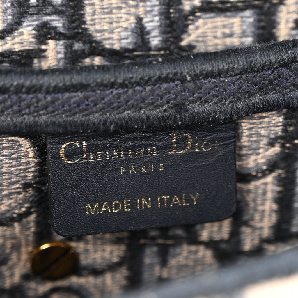 Christian Dior Oblique Embroidered Saddle Bag Blue