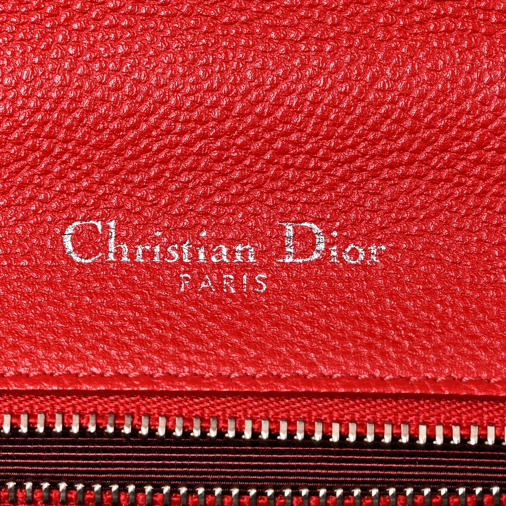 Christian Dior Grained Calfskin Small Diorama Flap Bag Red