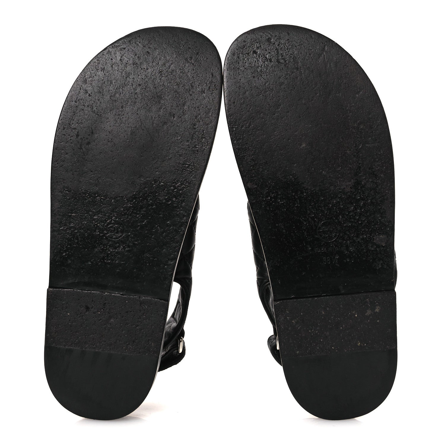 Lambskin Quilted Velcro Dad Sandals 38.5 So Black