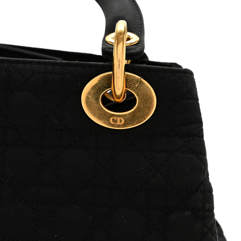 Christian Dior Nylon Cannage Medium Lady Dior Black