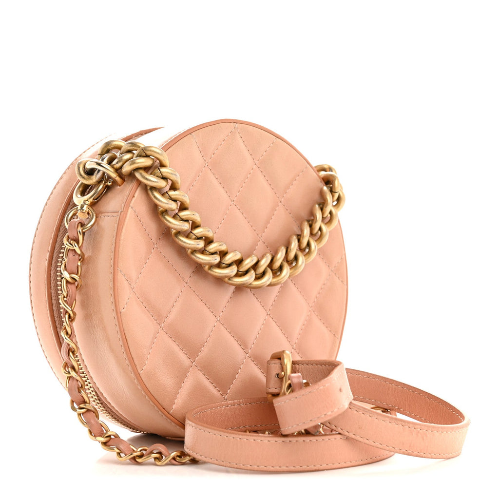 Chanel Glazed Calfskin Round As Earth Evening Bag Beige